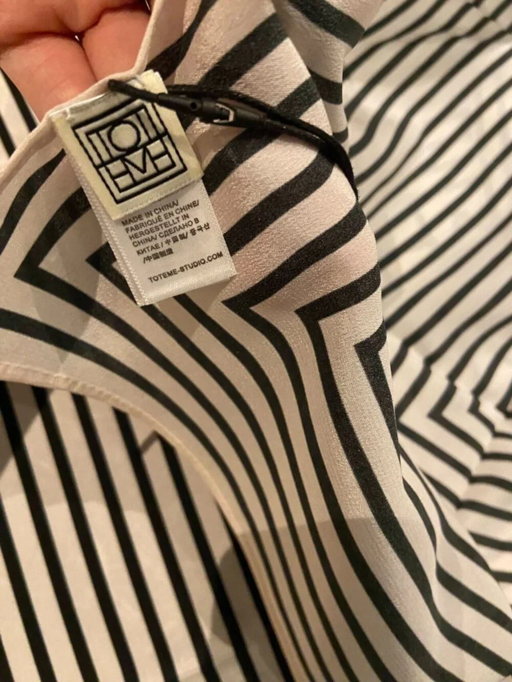 TOTEME Black White Striped Square Scarf